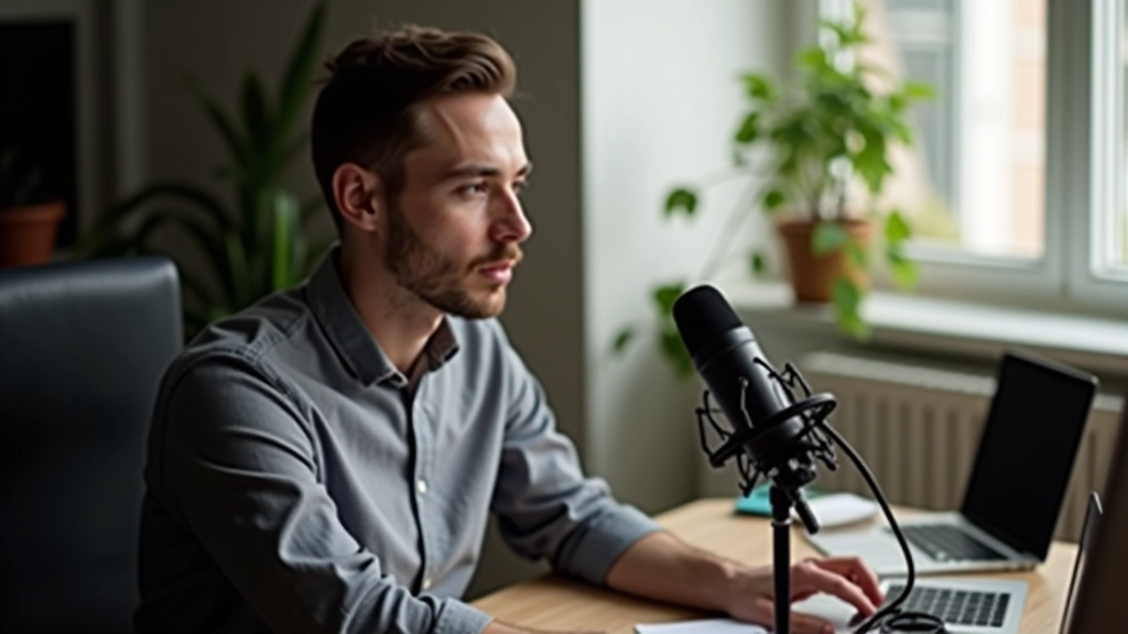 Créateur en train de travailler sur son ordinateur portable en enregistrant un cours vidéo pour son produit numérique